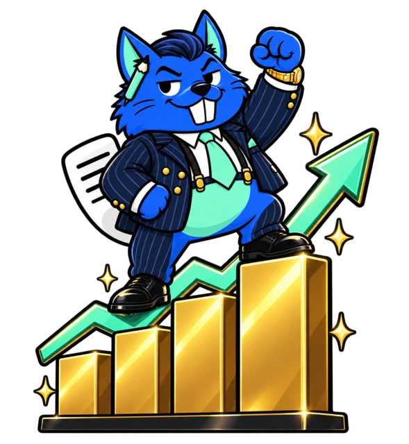 Beau on top of a rising gold chart